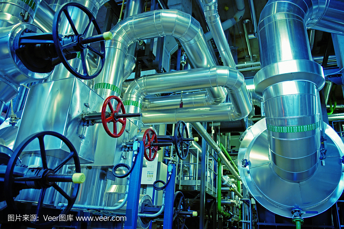 工業園區、鋼鐵管道、閥門、電纜